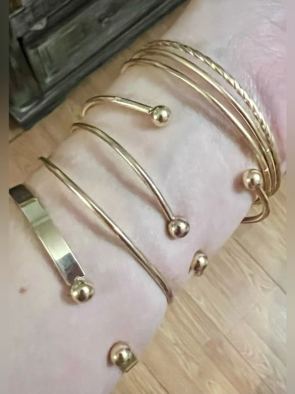 Gold Tone Multi-Design Stackable Bangle Bracelet Set